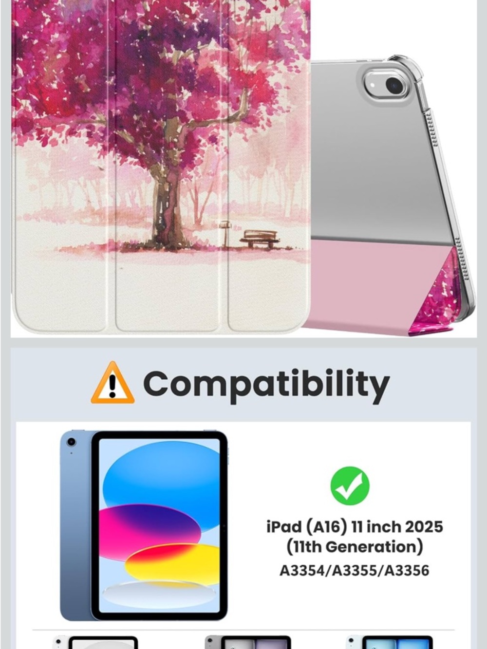 Moko Pink Watercolor Tree Tablet Case for iPad 10th gen 2022 10.9” . New